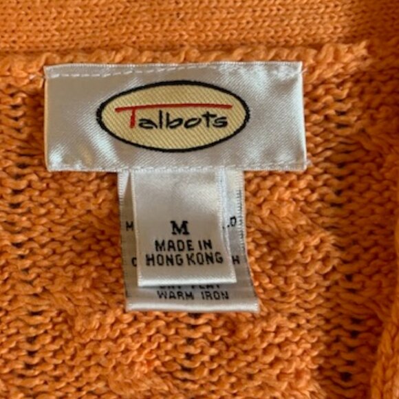 Talbots Woman's orange cable knit v-neck sweater size M NWOT - Picture 7 of 8